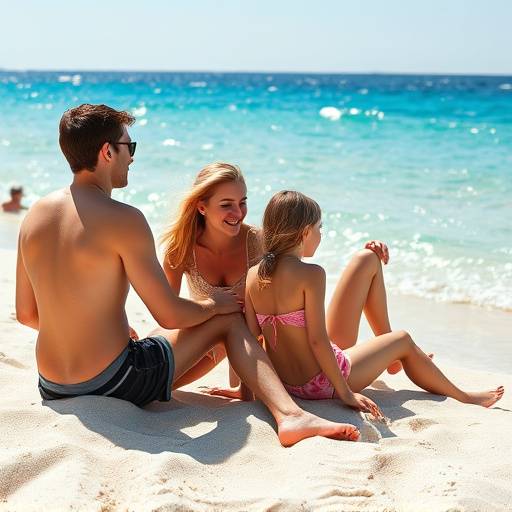 Familia disfrutando en una playa de Mallorca