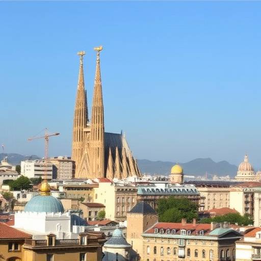 Paisaje urbano de Barcelona con la Sagrada Familia