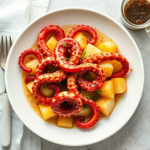 Plato de Pulpo a la Gallega con patatas cocidas, piment&oacute;n y aceite de oliva