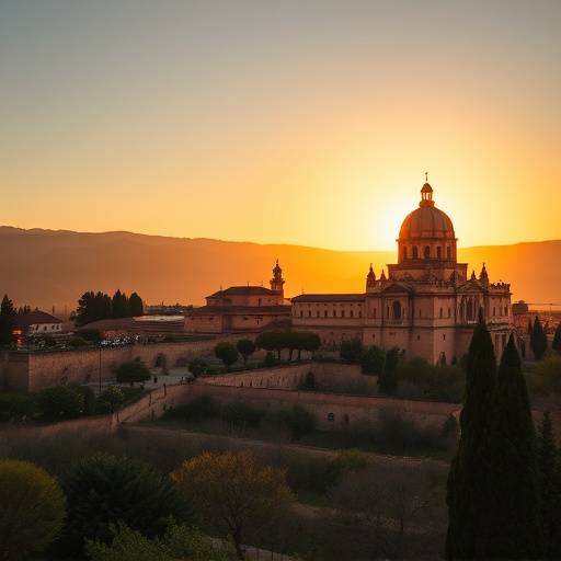 Vista de la Alhambra en Granada al amanecer